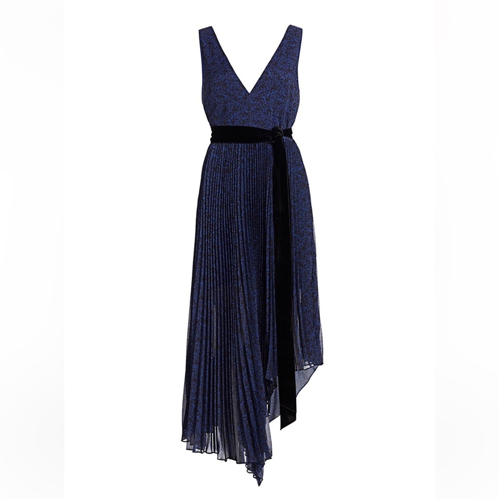 NWT Alice + Olivia lace midi dress pleated & asymmetrical size 2